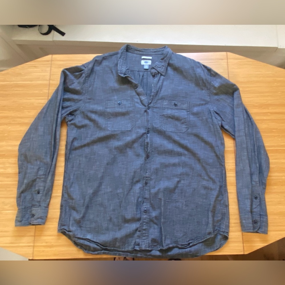 Old Navy L/S Slim Fit Tall Chambray Shirt in Dark Grey- 2XLT / XXLT
